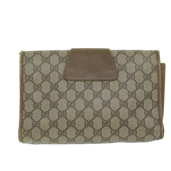 GUCCI GG Canvas Web Sherry Line Clutch Bag PVC Beige Green Red Auth 64005 - Picture 2 of 16
